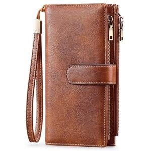 LAST CHANCEVegan Leather Wallet RFID Blocking Multi Card Case with ID Windows